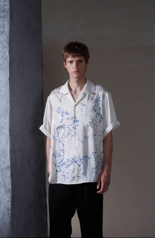 ENTRE-TEMPS PRINTED SATIN SHIRT