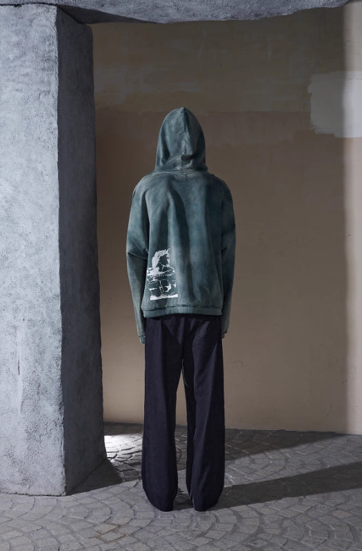 ENTRE-TEMPS PRINTED COTTON-JERSEY HOODIE