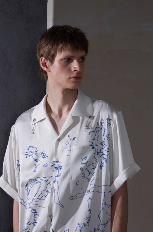 ENTRE-TEMPS PRINTED SATIN SHIRT
